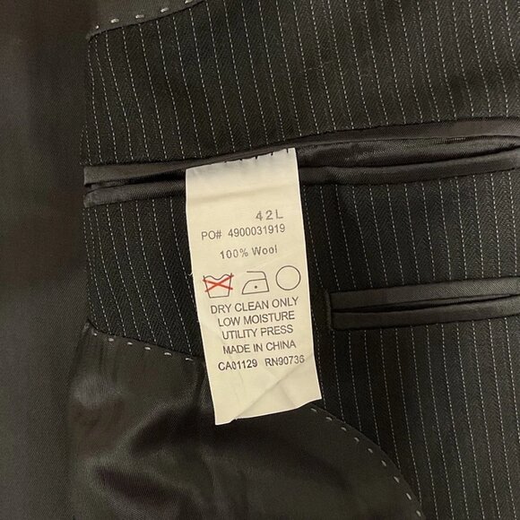 DKNY Macys Men’s Store Black Striped Two Bottoms Blazer Size 42L - Picture 7 of 9